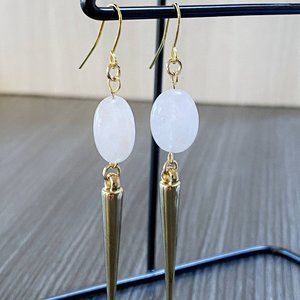 Gold Rose Quartz Spike Earrings